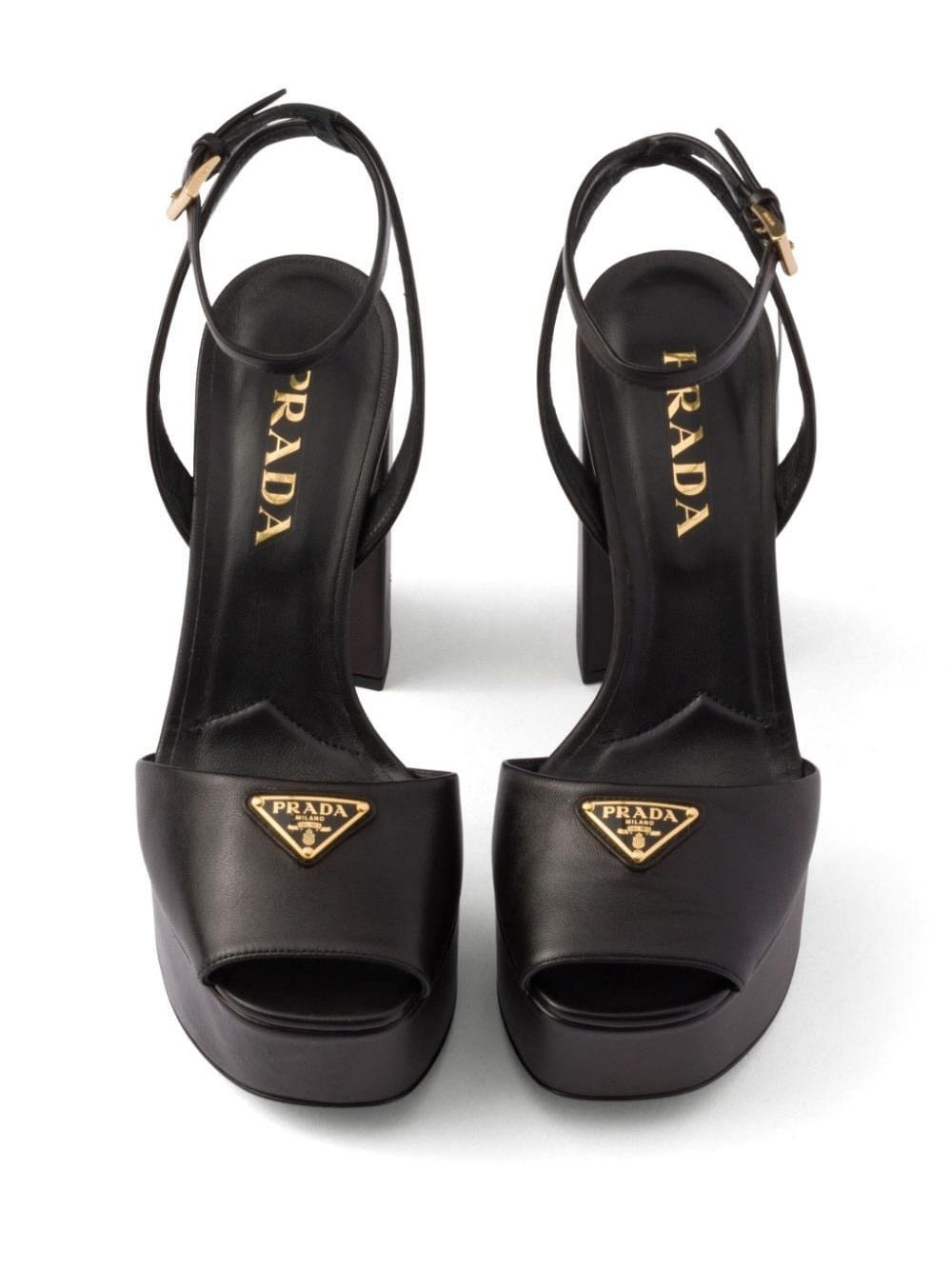 Nappa Black Platform Sandals Ankle Strap